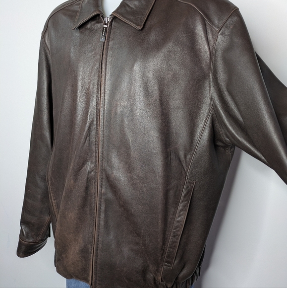 Marc New York Brown Leather Zip Up Jacket XLT - Picture 3 of 11